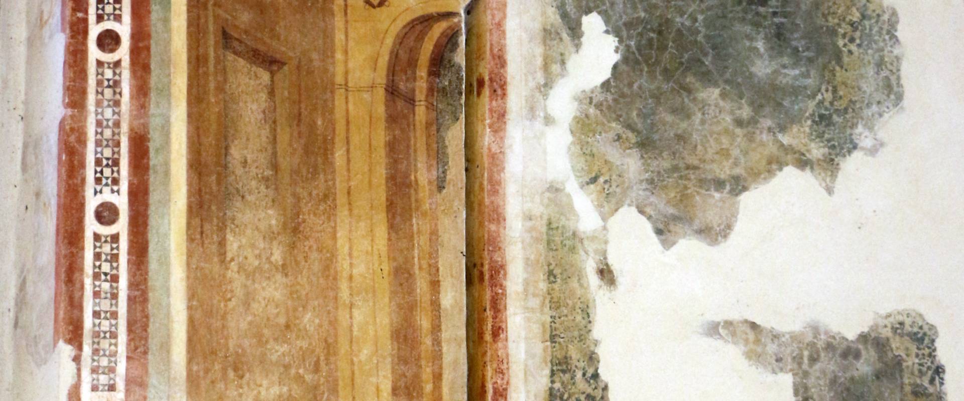 Pomposa, abbazia, refettorio, affreschi giotteschi riminesi del 1316-20, scranni 02 foto di Sailko